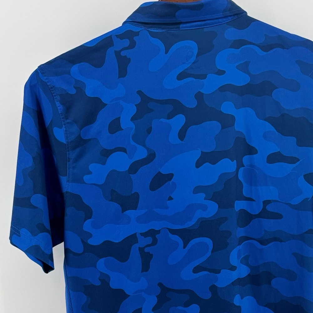 Deolax Mens Blue/Navy Blue Camou Short Sleeve Performanc Polo Size MD - Picture 5 of 10